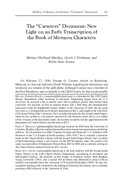 (PDF) The " Caractors " Document: New Light on an Early Transcription ...