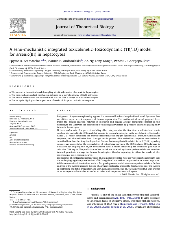 (PDF) A semi-mechanistic integrated toxicokinetic–toxicodynamic (TK/TD ...