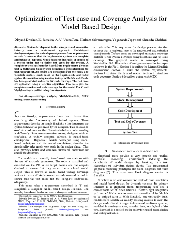 (PDF) Optimization of Test case and Coverage Analysis for Model Based ...