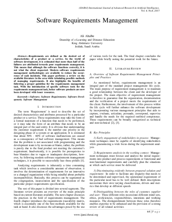 (PDF) Software Requirements Management