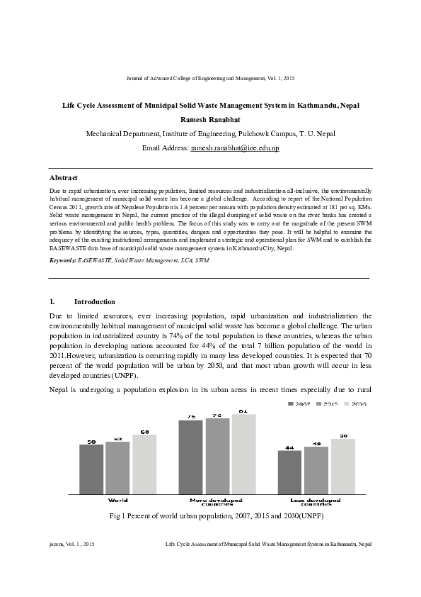 (PDF) Life Cycle Assessment of Municipal Solid Waste Management System ...