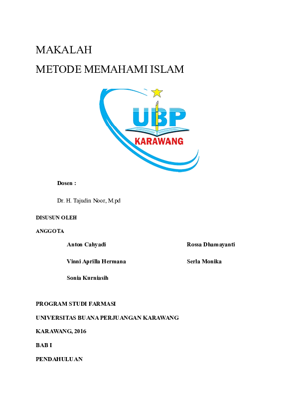 Doc Makalah Metode Memahami Islam Lukman Maulana Academia Edu