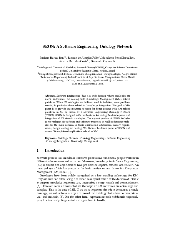 (PDF) SEON: A Software Engineering Ontology Network