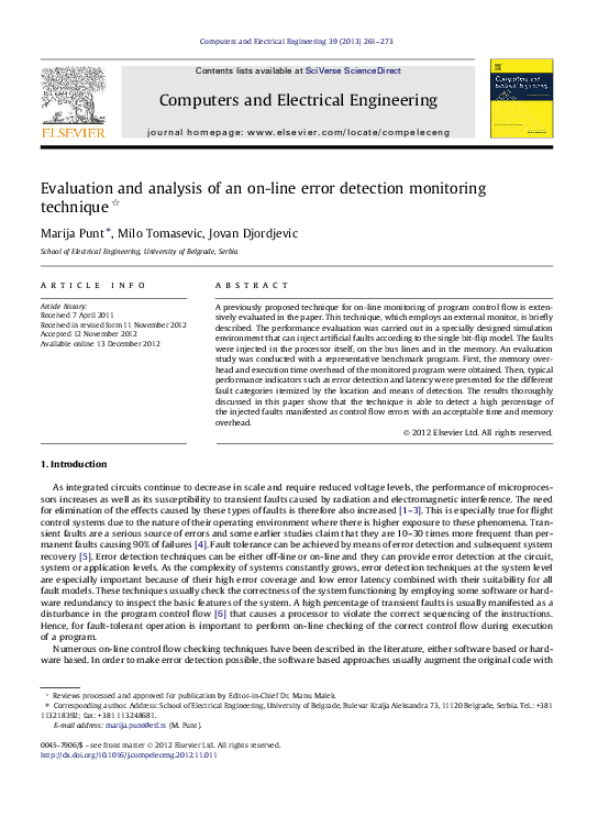 (PDF) Evaluation and analysis of an on-line error detection monitoring ...