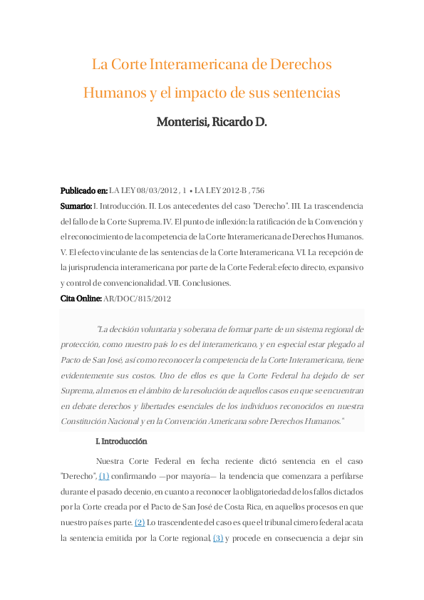 (PDF) La Corte Interamericana de Derechos Humanos y el impacto de sus ...