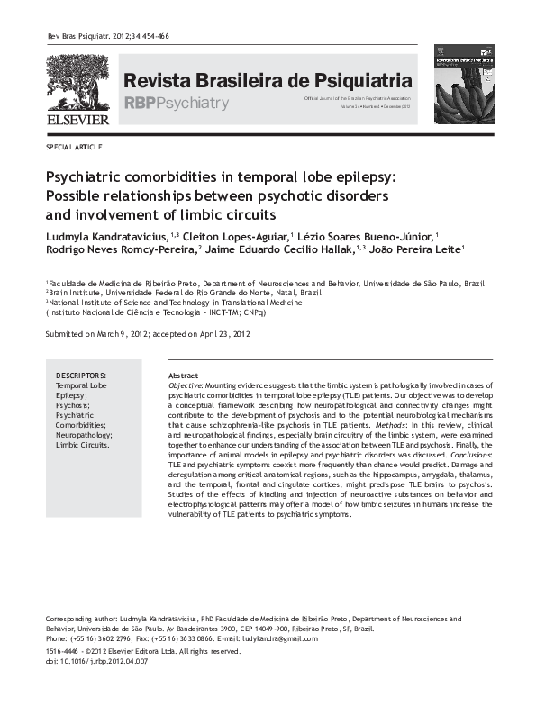 (PDF) Psychiatric Comorbidities in Temporal Lobe Epilepsy: Possible ...
