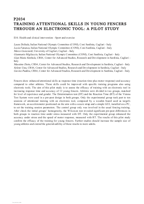 (PDF) P2034 TRAINING ATTENTIONAL SKILLS IN YOUNG FENCERS THROUGH AN