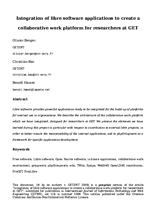 (PDF) Integration of Libre Software Applications to Create a ...