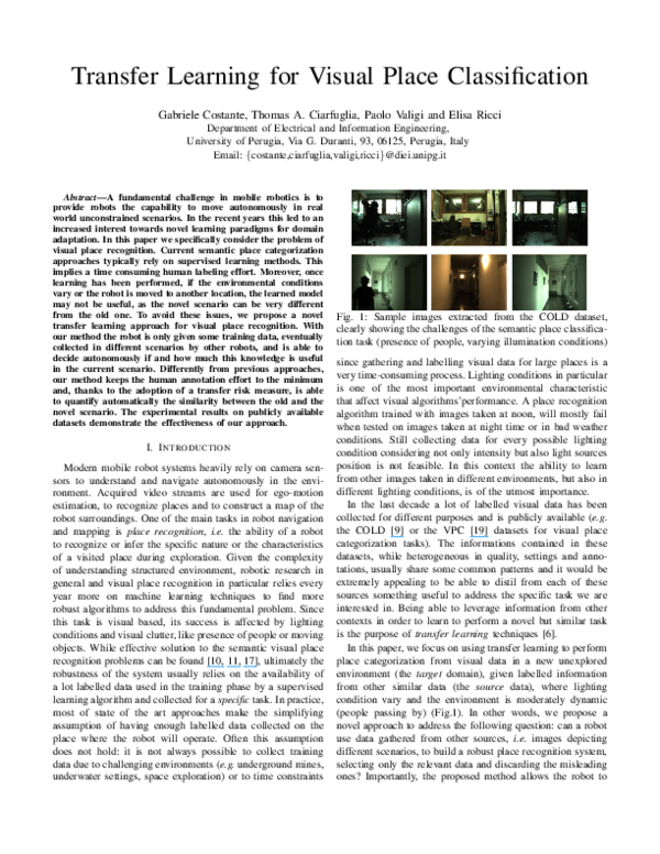 (PDF) Transfer Learning for Visual Place Classification