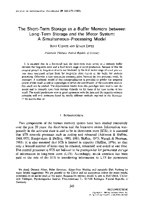 (PDF) The short-term storage as a buffer memory between long-term ...