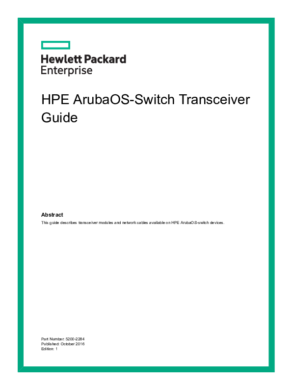(PDF) HPE ArubaOSSwitch Transceiver Guide David J Academia.edu