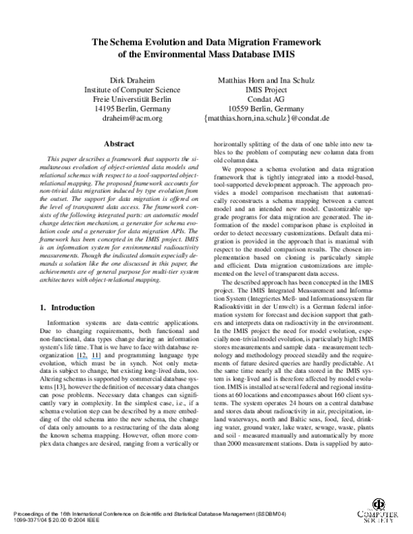 (PDF) The schema evolution and data migration framework of the ...