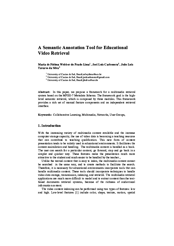 (PDF) A Semantic Annotation Tool for Educational Video Retrieval