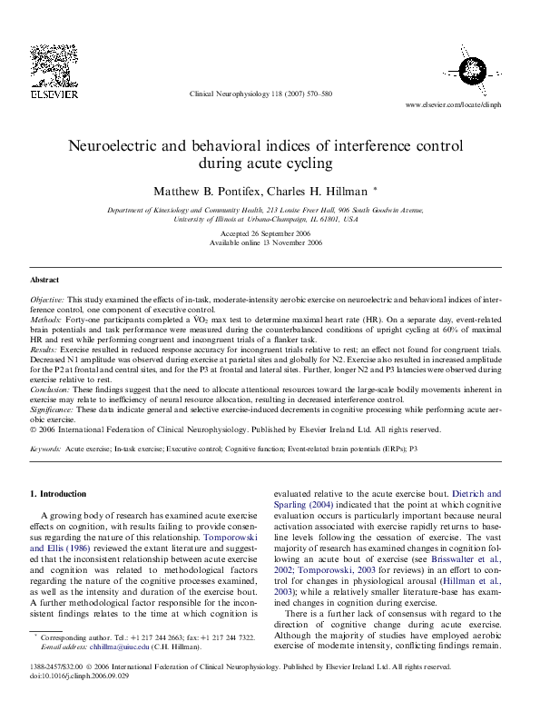 (PDF) Neuroelectric and behavioral indices of interference control ...