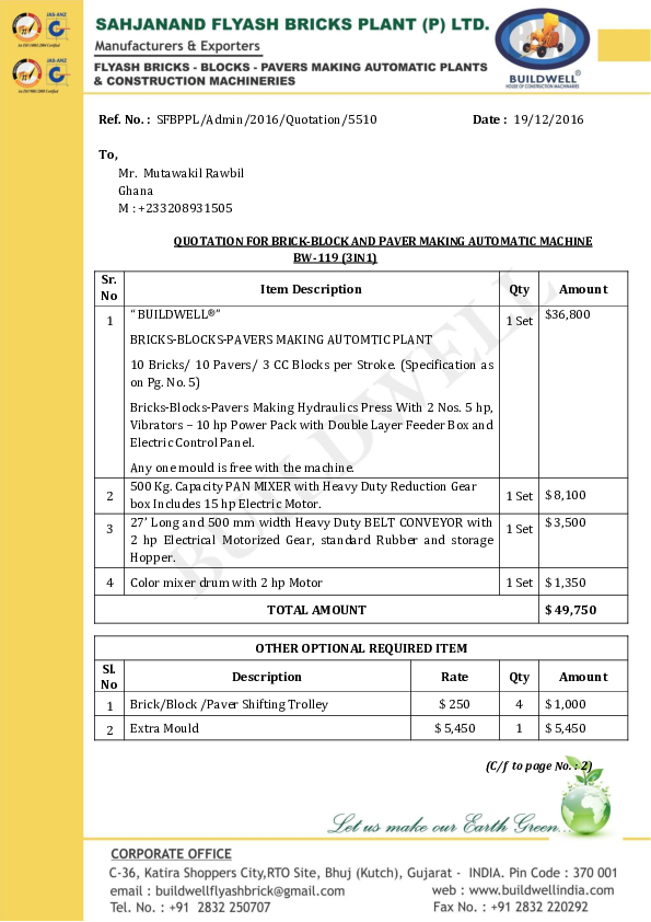 (PDF) QUOTATION FOR BRICKBLOCK AND PAVER MAKING AUTOMATIC MACHINE BW119 (3IN1 Mutawakil