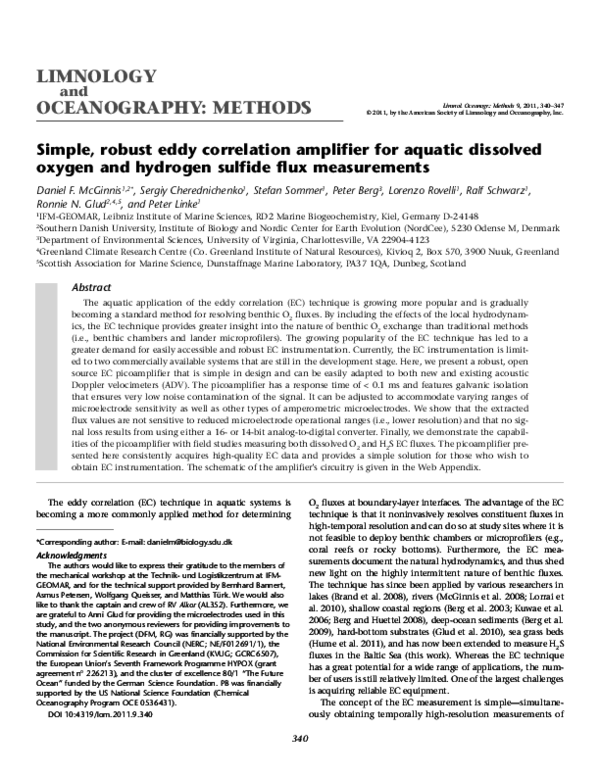 (PDF) Simple, robust eddy correlation amplifier for aquatic dissolved ...