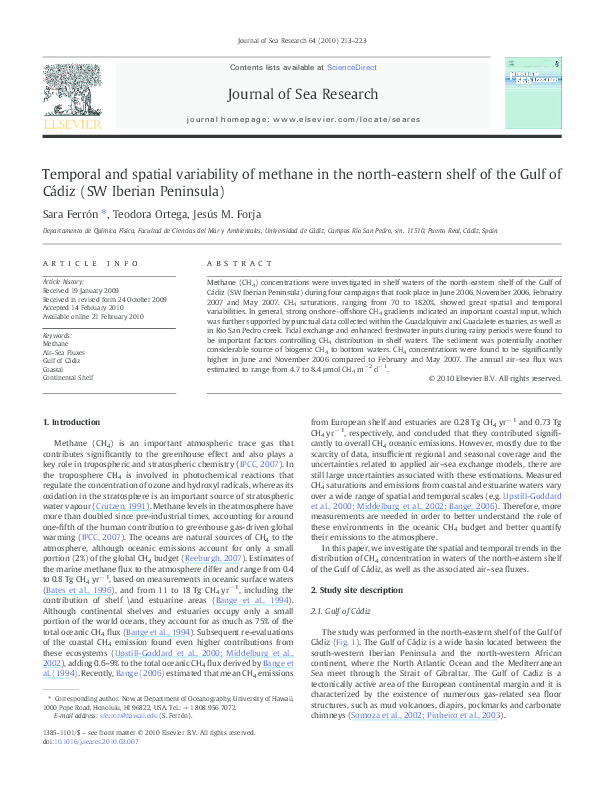 (PDF) Temporal and spatial variability of methane in the north-eastern ...