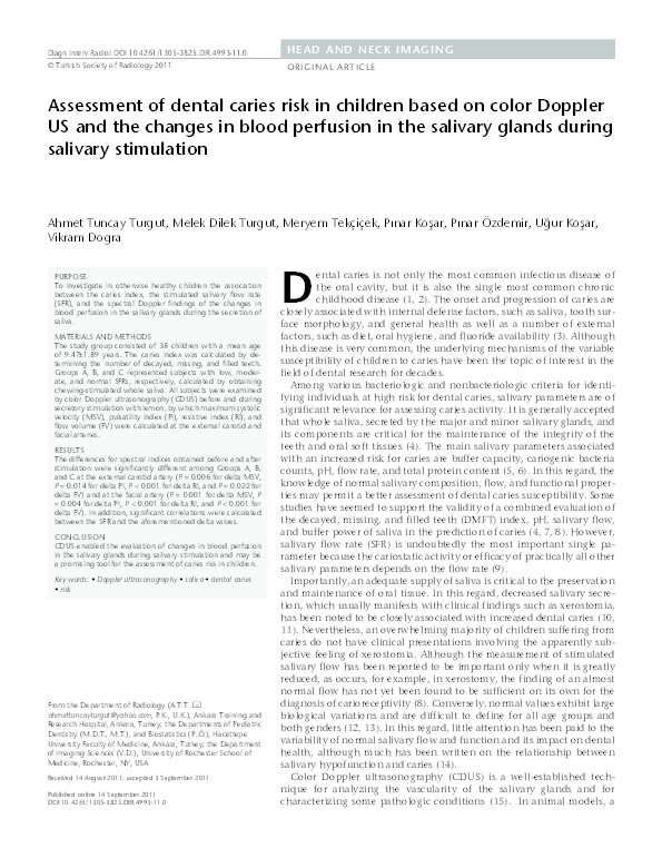 (PDF) Assessment of dental caries risk in children by color Doppler