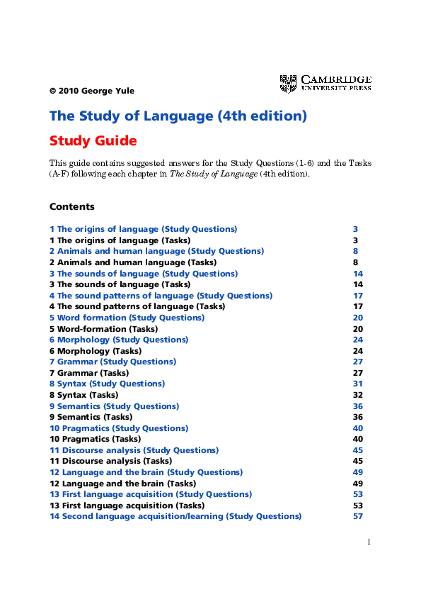 (PDF) The Study of Language (4th edition) Study Guide kim ngân huỳnh