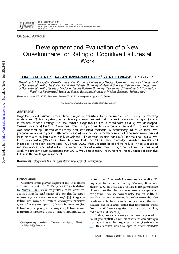 (PDF) Development and Evaluation of a New Questionnaire for Rating of ...