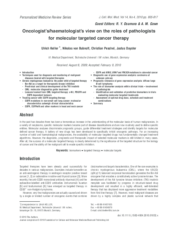 (PDF) Oncologist’s/haematologist’s view on the roles of pathologists ...