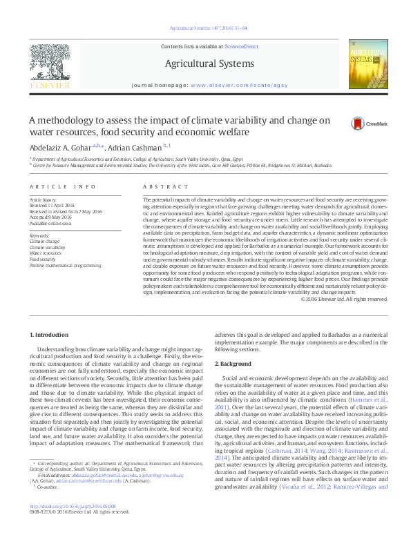 (PDF) A methodology to assess the impact of climate variability and ...
