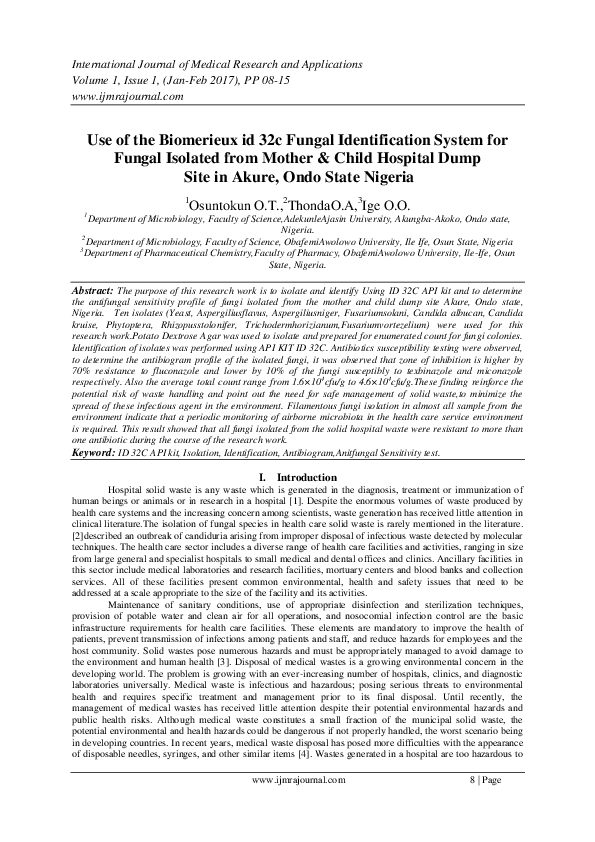 (PDF) Use of the Biomerieux id 32c Fungal Identification System for ...