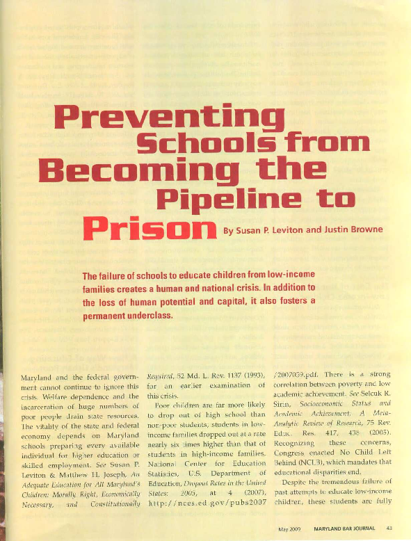 (PDF) Preventing Schools from Becoming the Pipeline to Prison