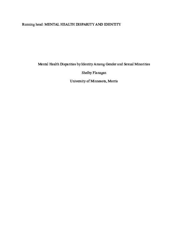 (DOC) Mental Health Disparities by Identity Among Gender and Sexual ...