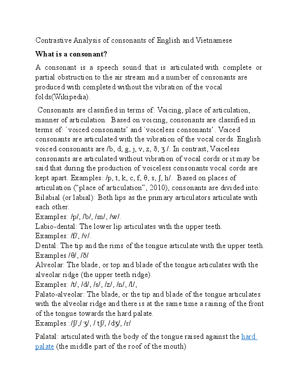 (DOC) Contrastive Analysis of consonants of English and Vietnamese