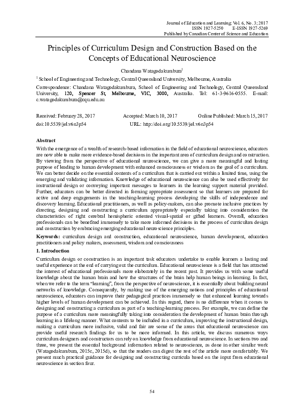(PDF) Principles of Curriculum Design and Construction Based on the ...