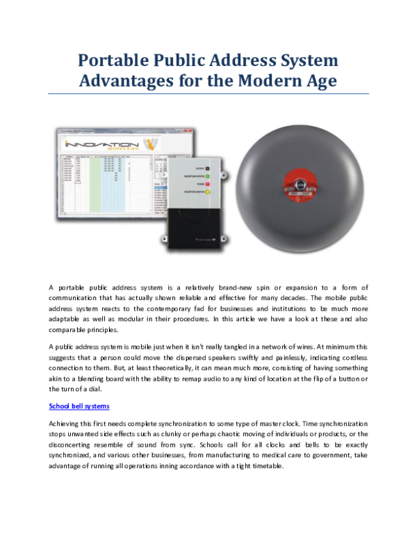 (PDF) Portable Public Address System Advantages for the Modern Age