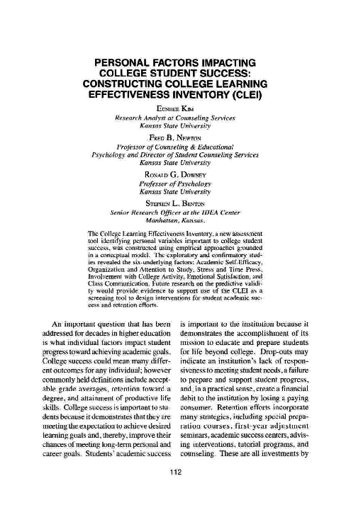 (PDF) Personal Factors Impacting College Student Success: Constructing ...