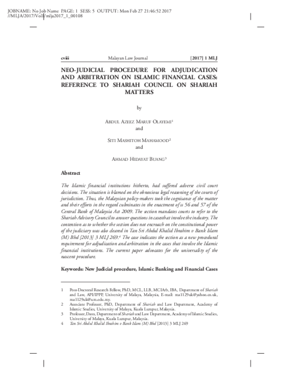 (PDF) NEOJUDICIAL PROCEDURE FOR ADJUDICATION AND ARBITRATION ON