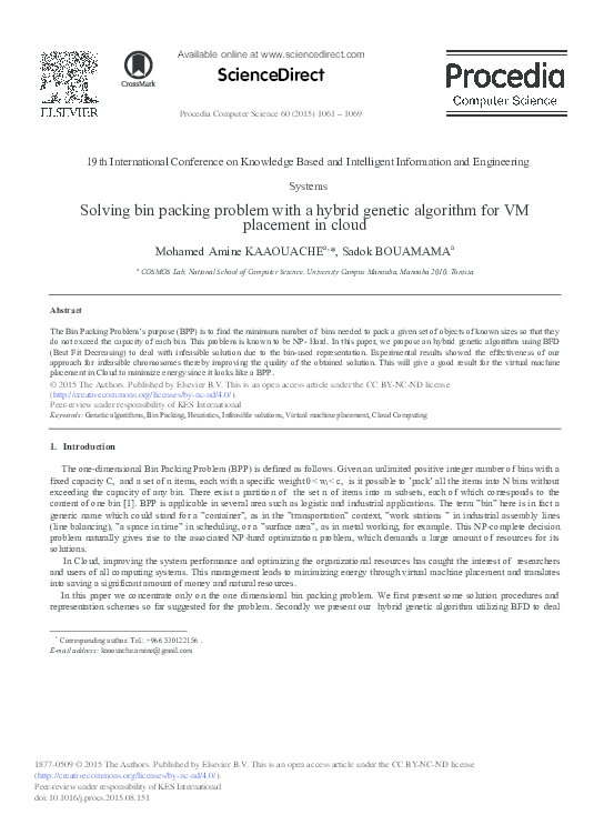 (PDF) Solving bin packing problem with a hybrid genetic algorithm for ...