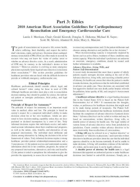 (PDF) Part 3: Ethics 2010 American Heart Association Guidelines for ...