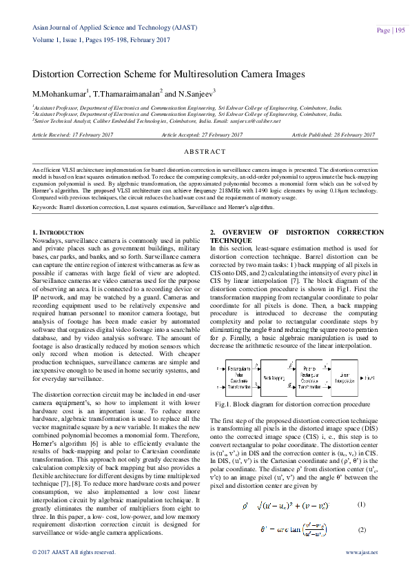 (PDF) Distortion Correction Scheme for Multiresolution Camera Images