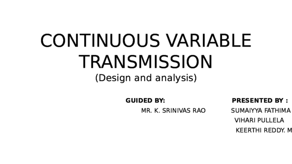 (PPT) CONTINUOUS VARIABLE TRANSMISSION