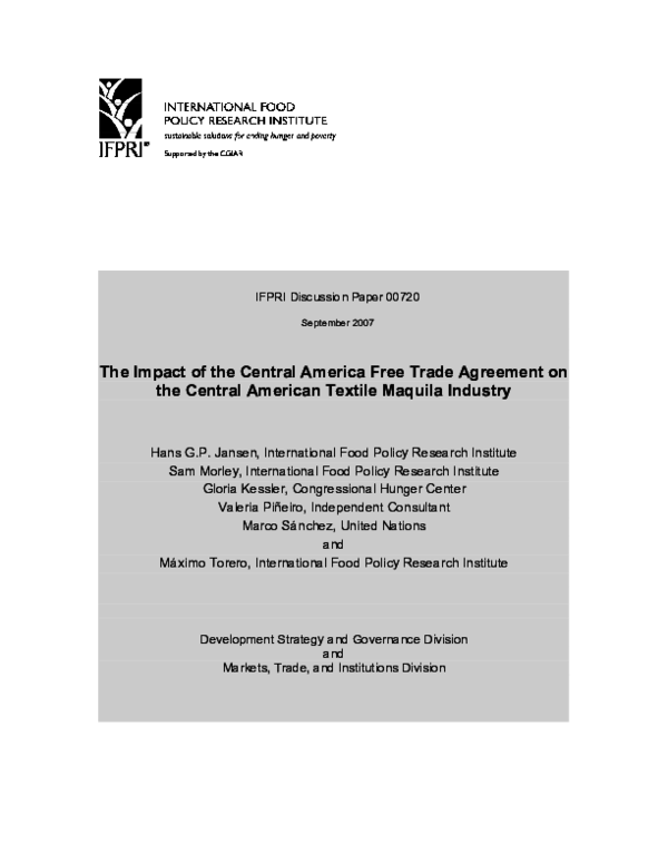(PDF) The impact of the Central America Free Trade Agreement on the ...