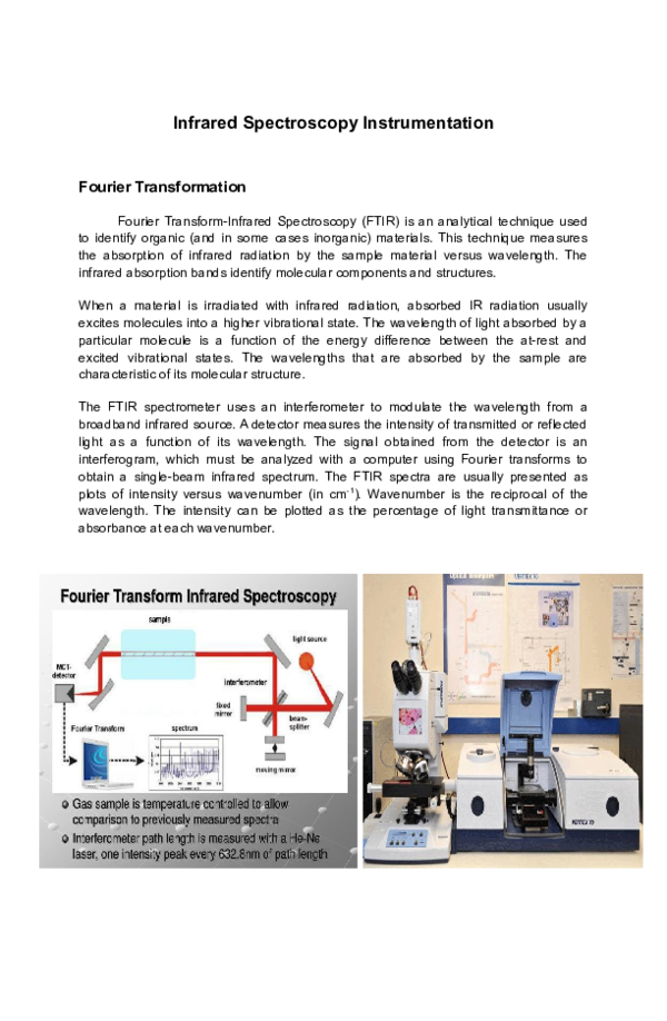 (DOC) Infrared Spectroscopy Instrumentation Fourier Transformation