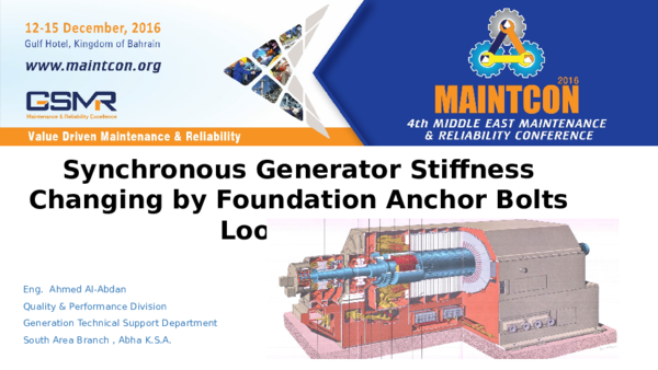 (PPT) Synchronous Generator Stiffness Changing by Foundation Anchor ...