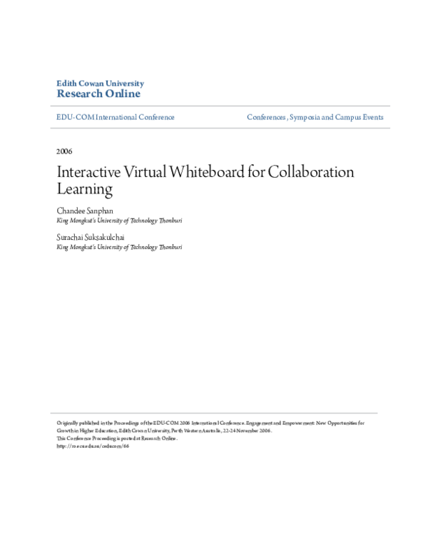 (PDF) Interactive Virtual Whiteboard for Collaboration Learning