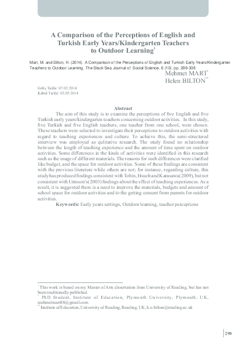 (PDF) A Comparison of the Perceptions of English and Turkish Early ...