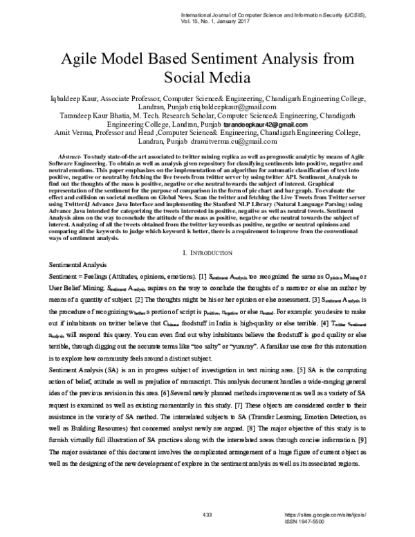 (PDF) Agile Model Based Sentiment Analysis from Social Media