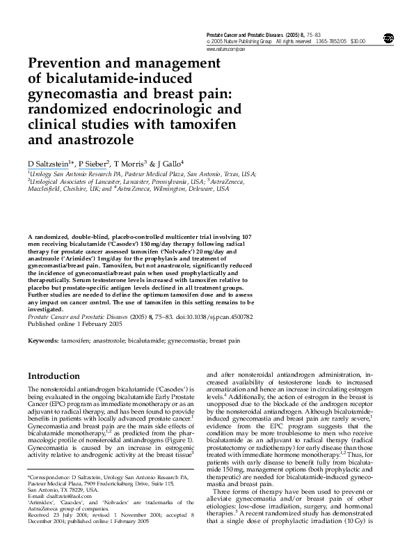 (PDF) Prevention and management of bicalutamide-induced gynecomastia ...
