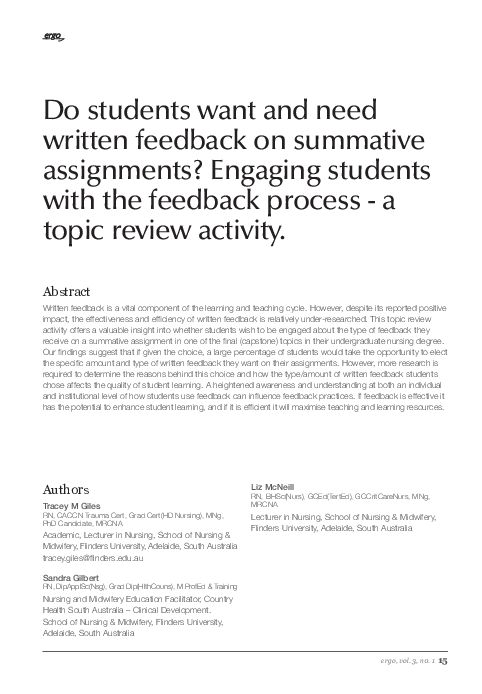(PDF) Do students want and need written feedback on summative ...