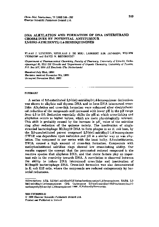 (PDF) DNA alkylation and formation of DNA interstrand cross-links by ...