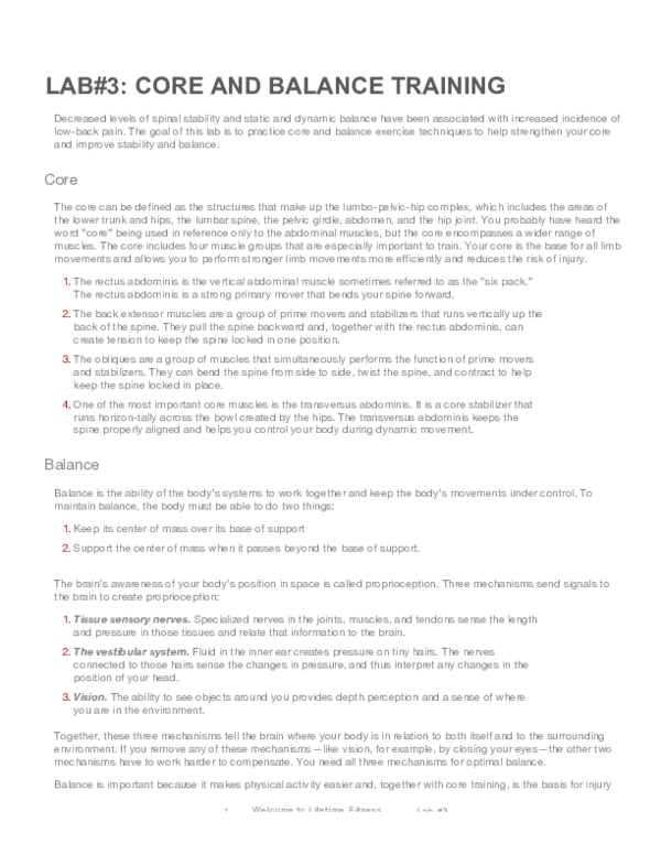 (PDF) LAB#3: CORE AND BALANCE TRAINING
