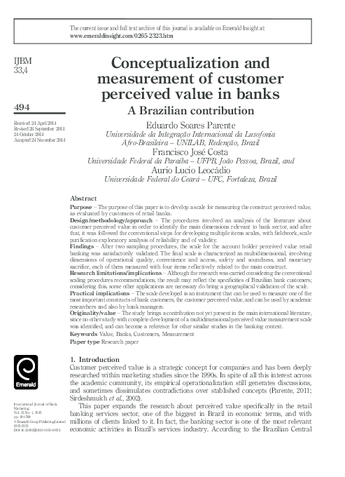(PDF) Conceptualization and measurement of customer perceived value in ...