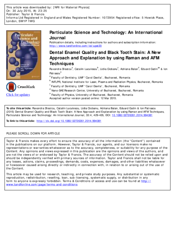(PDF) Dental Enamel Quality and Black Tooth Stain: A New Approach and ...